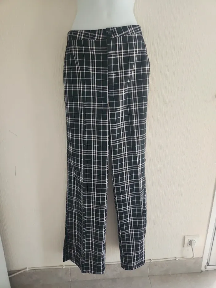 Pantalon à carreaux noir et blanc H&M 14 ans + 170 cm - photo numéro 2