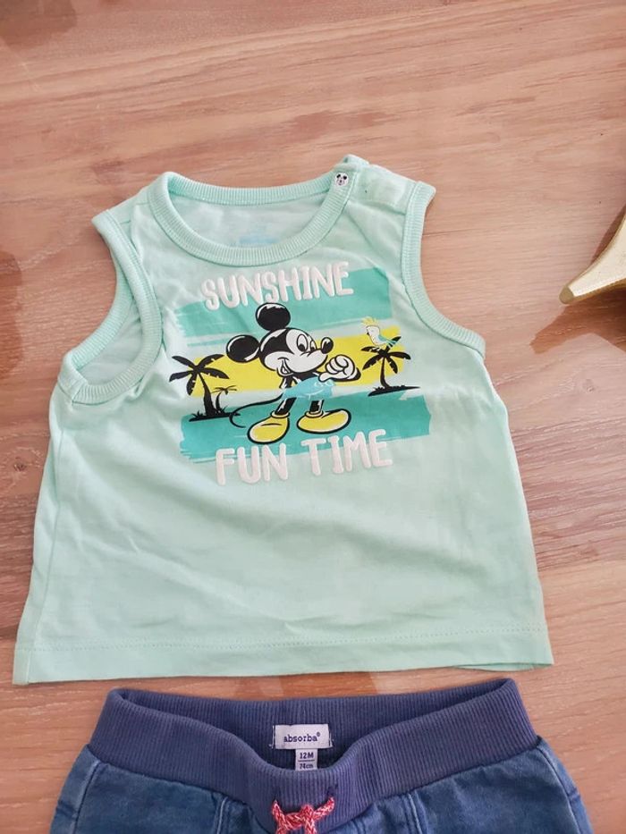 Ensemble Tee-shirt et short en jean taille 12 mois - photo numéro 2