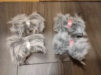 Lot de 4 noeuds pour cheveux gris rose et gris blanc très bon état fait main