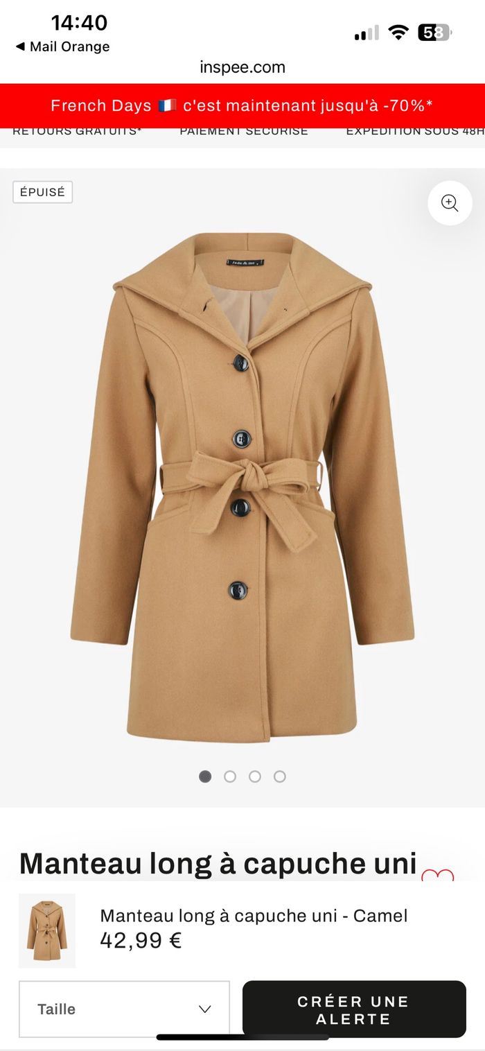 Manteau long à capuche - photo numéro 5