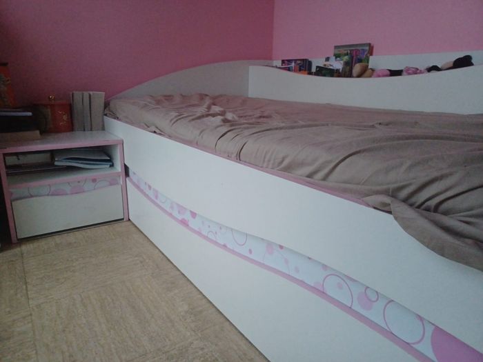 Lit bibliotheque fille avec tirroir