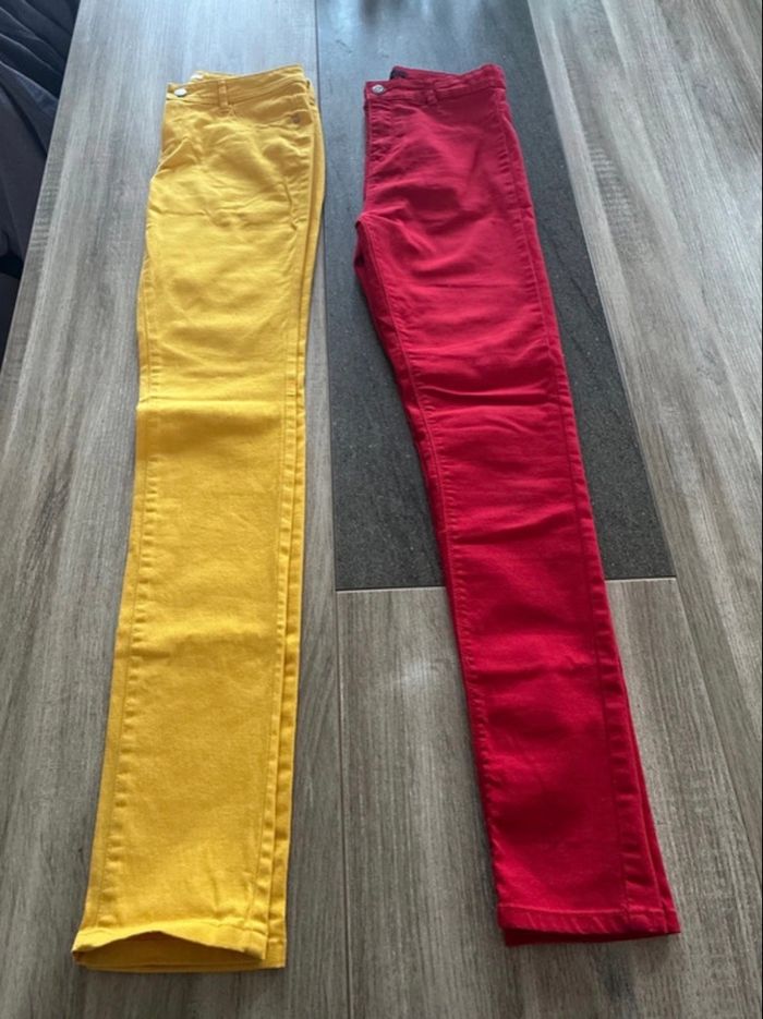 Lot de 2 jeans jaune et rouge taille S/36 camaïeu et Kiabi - photo numéro 3