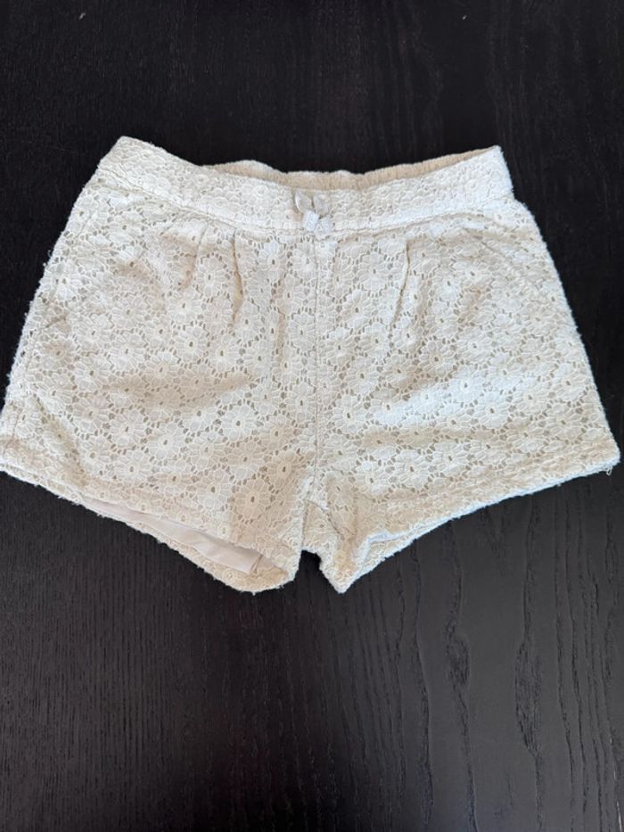 Short fille crème dentelle