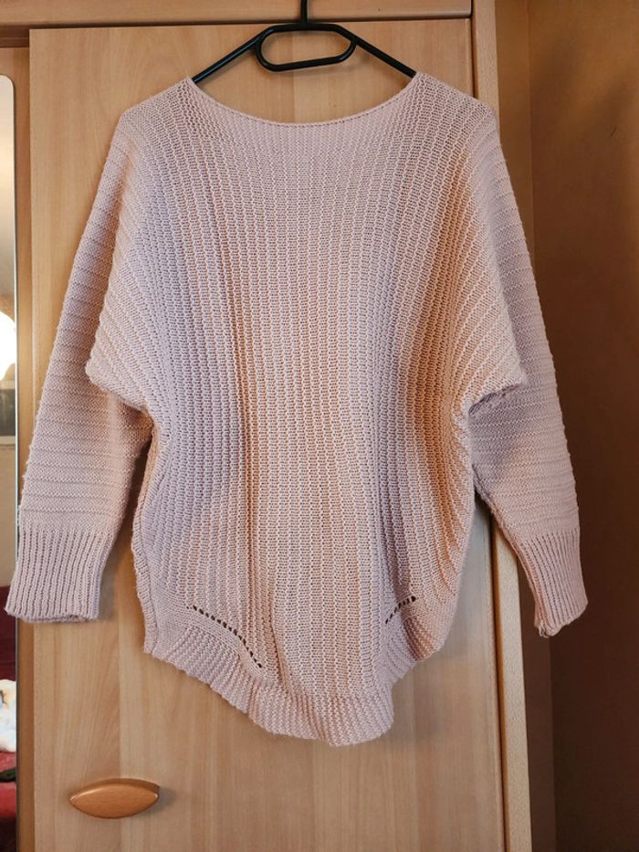 Pull en mailles rose pâle T.38/M - photo numéro 5