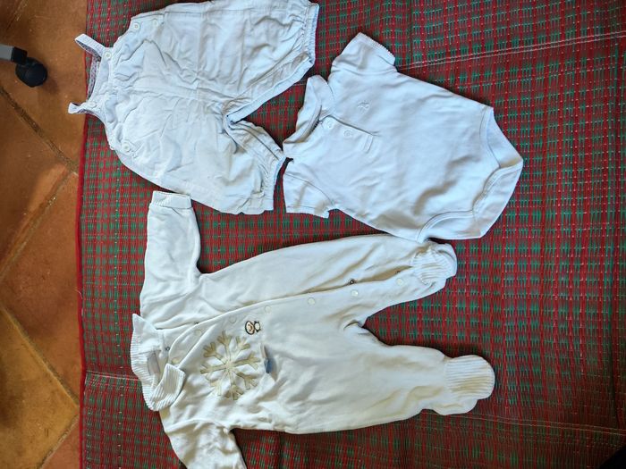 Lot de 8 vêtements bébé 3 mois couleurs blanc, beige, écru - photo numéro 7