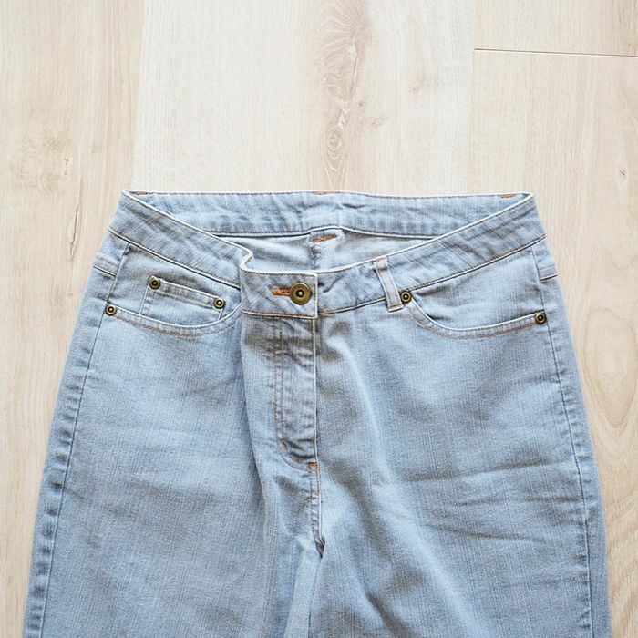 Vintage Jeans Wide Large Regular Gris Femme Coeur brodé Exclusive Mode (Taille 40) - photo numéro 6