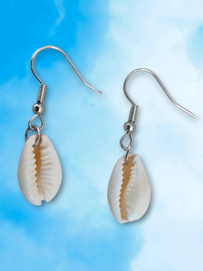 Boucles d'oreilles coquillage Cauris acier inoxydable