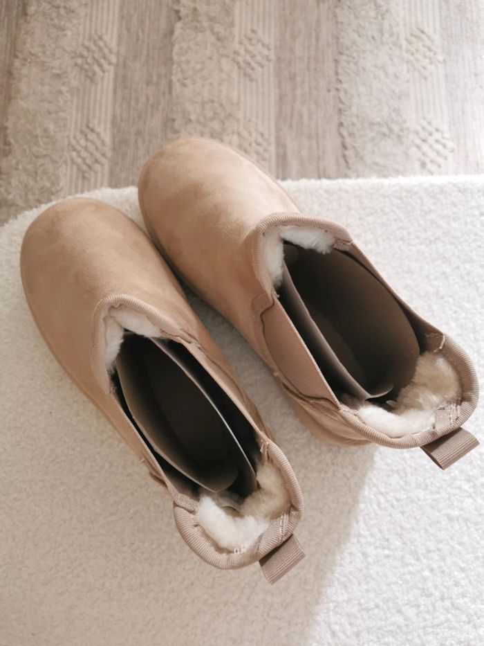Boots fourrées talon compensé plateforme beige 40 - photo numéro 3