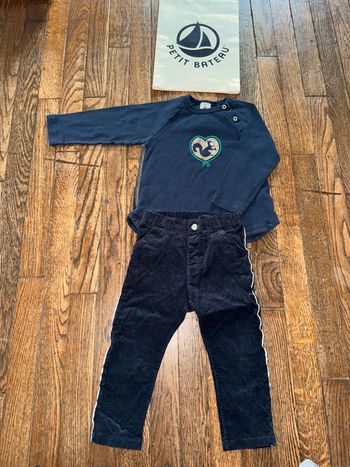 T-shirt et pantalon velour petit bateau 18 mois