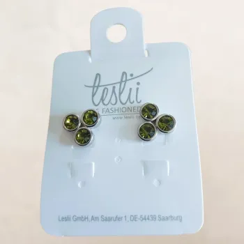 Boucles d'oreilles leslii trio de strass verts