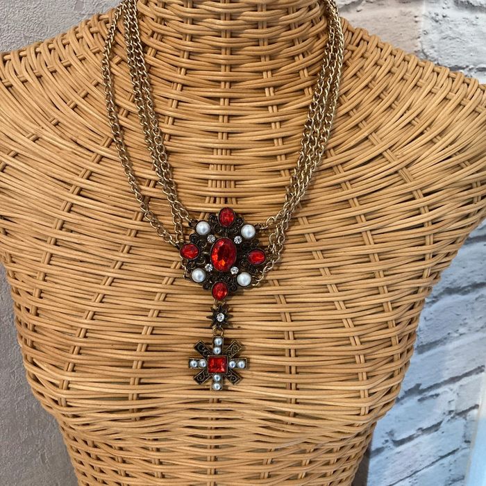 Collier doré, rouge & blanc 🌸 - photo numéro 2