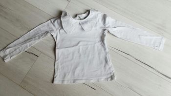 Vêtement fille tee-shirt manches longues blanc col rond brodé Orchestra 5 ans