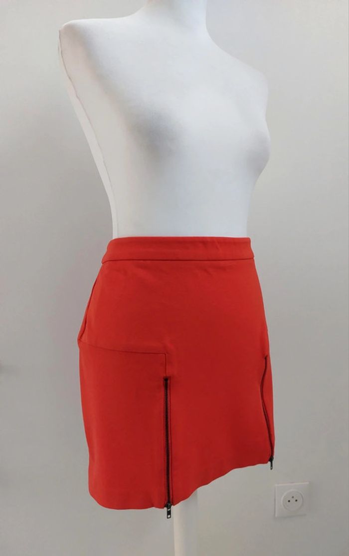 Jupe taille élastique rouge avec zips taille 42 - photo numéro 3