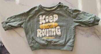 Pull vert "Keep rolling" Tex Baby 12 mois