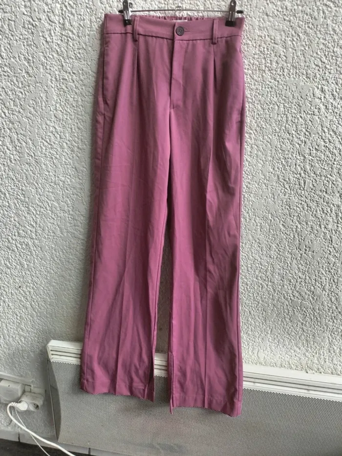 Pantalon Bershka lila straight slit TM - photo numéro 4