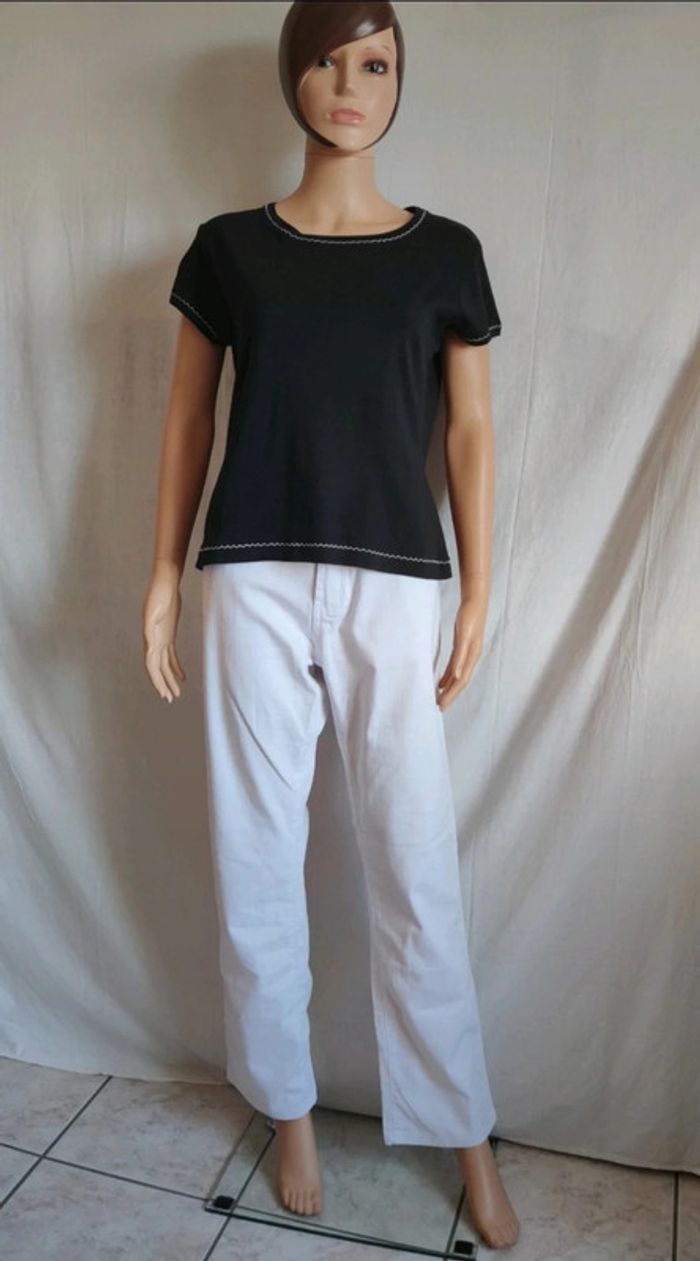 Tee-shirt Vintage 90s à manches courtes bleu marine en Coton T42 Scenic - photo numéro 2