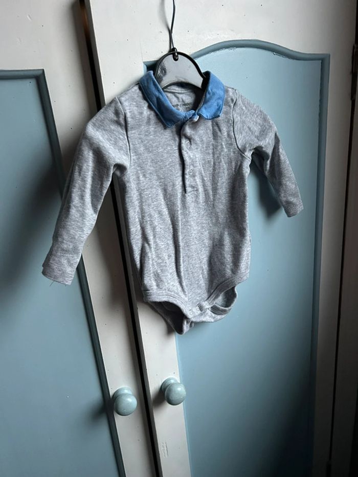 Body a manches longues, à col , gris , 6 mois, vertbaudet