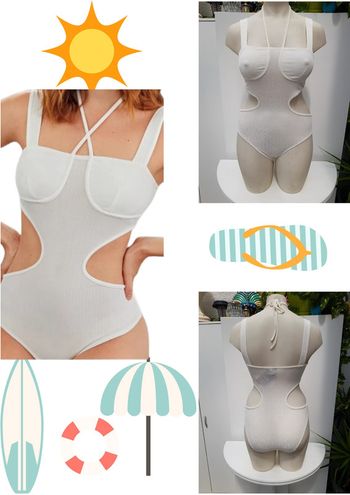 Body Effet Côtelé Blanc Ivoire Sexy