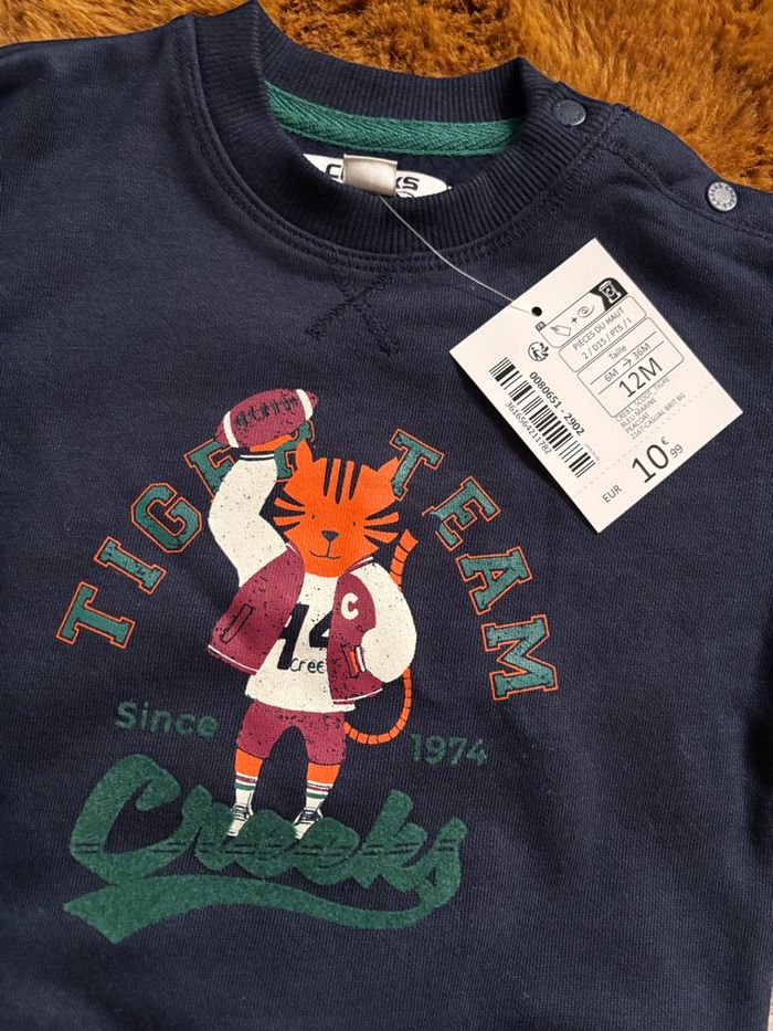 Sweat bleu tigre football CREEKS t.12m neuf - photo numéro 2