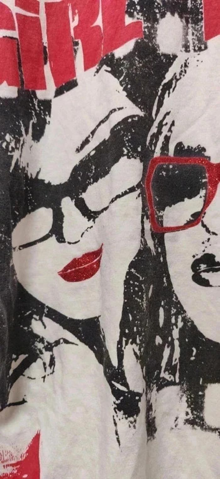 T-shirt blanc motifs visage blanc noir et rouge Bilook 14 ans - photo numéro 4