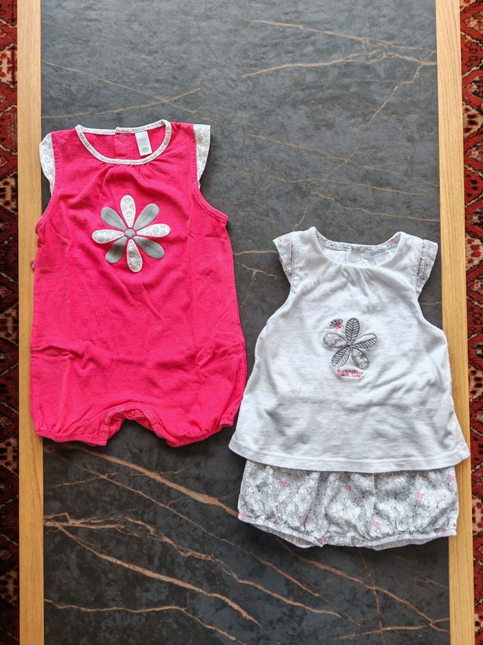 Lot de 2 barboteuses courtes Obaïbi 9 mois