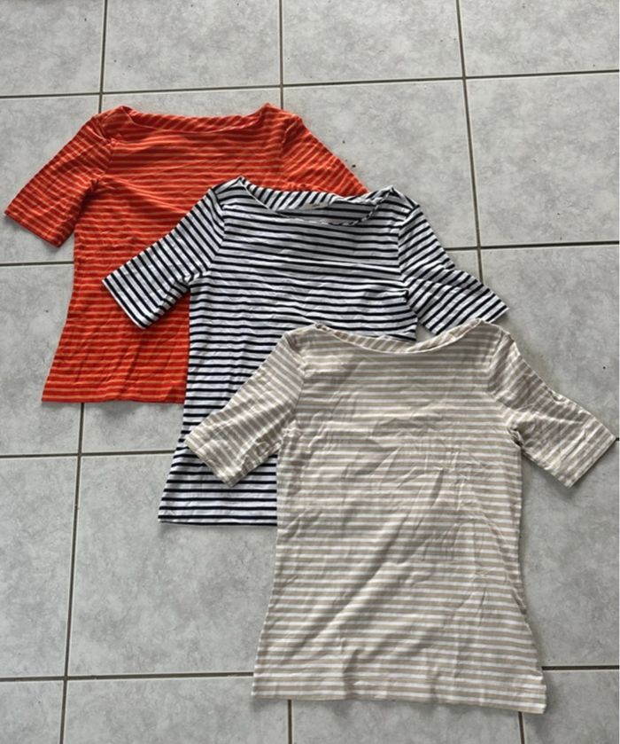 Lot de 3 t-shirt marinière esprit taille 34 - xs mode ecoresponsable - photo numéro 2