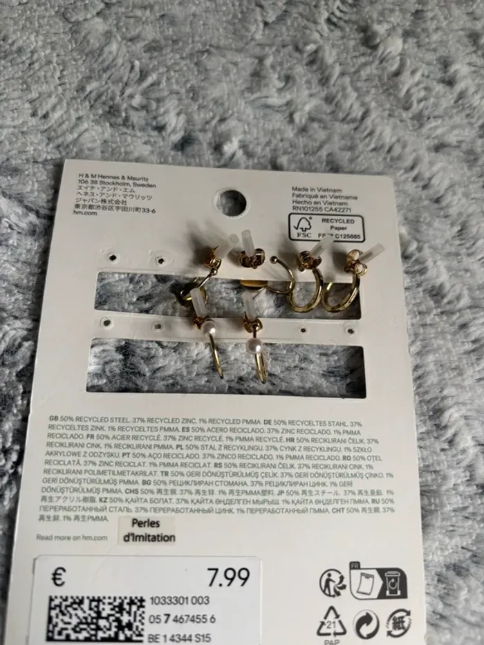 Lot de 3 boucles d’oreilles dorées créoles h&m - photo numéro 2