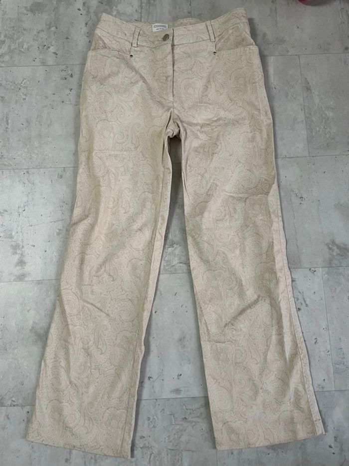 Pantalon beige droit à motif - photo numéro 3