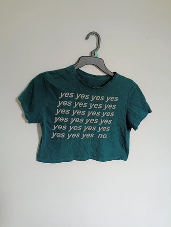 Crop t-shirt vert "yes yes yes no" vintage cute