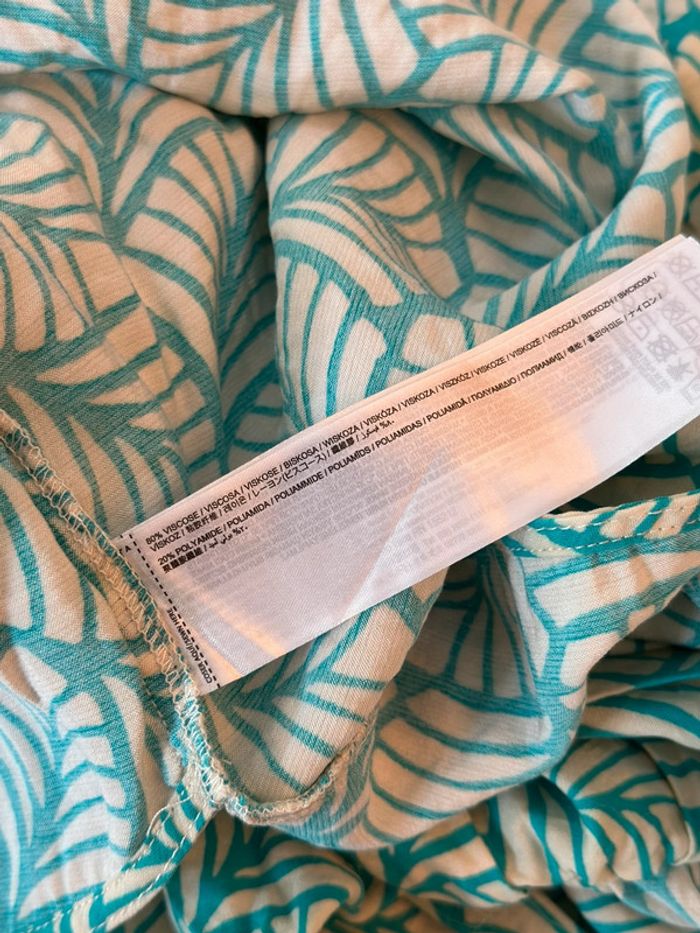 Robe d’été cache-cœur imprimé turquoise et blanc taille M - photo numéro 8
