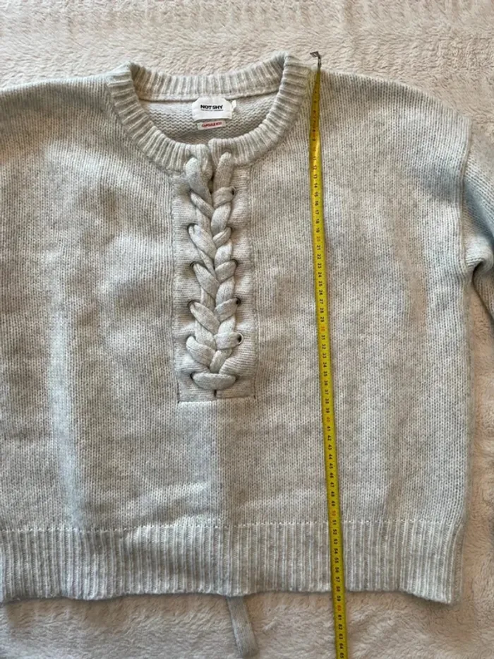 Pull gris clair laine cosy à lacets - photo numéro 10