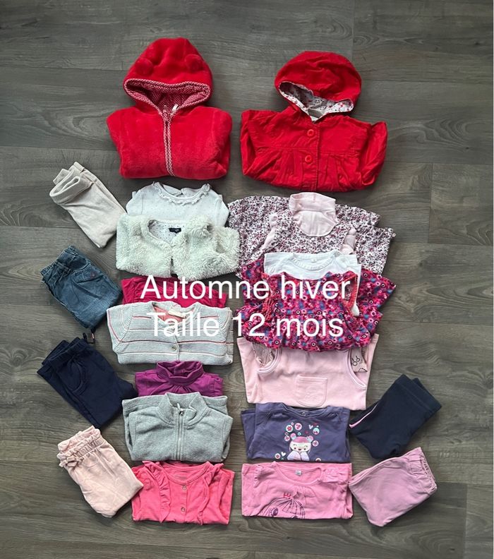Lot automne hiver (23 articles) taille 12 mois Kiabi orchestra Dpam Kitchoun Obaib