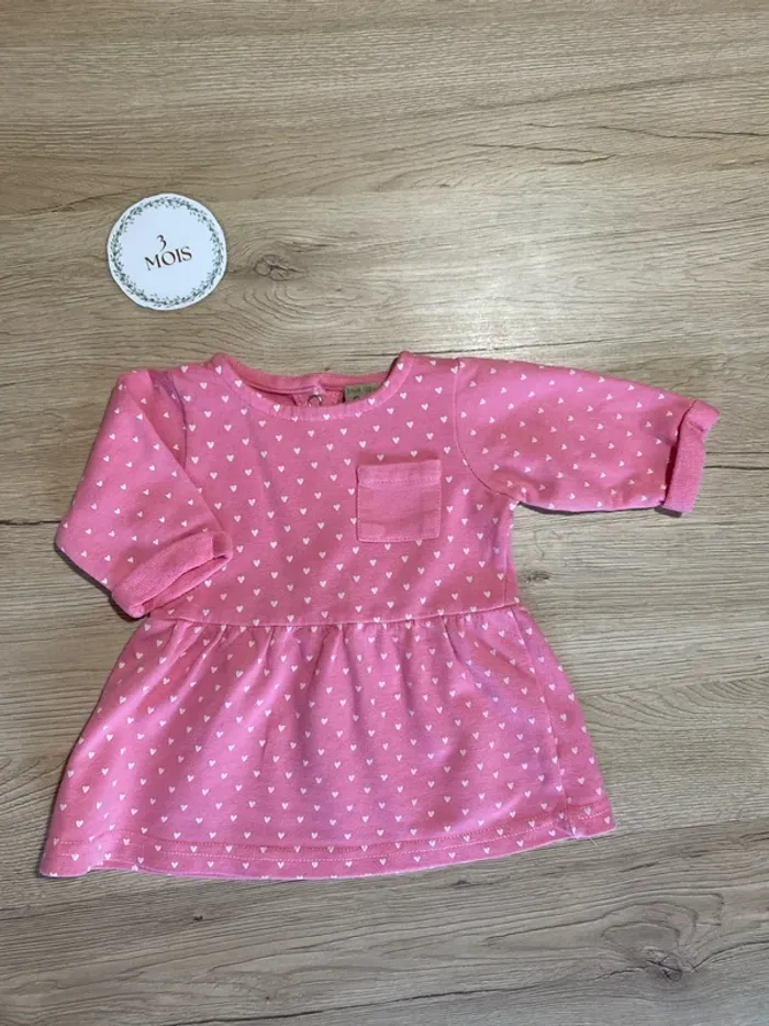 Robe manche longue rose bonbon hiver avec son gilet bébé fille 3 mois Boîte à Malices - photo numéro 3