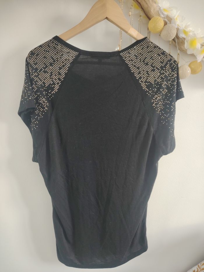 T-shirt à strass/brillants dorés - photo numéro 5