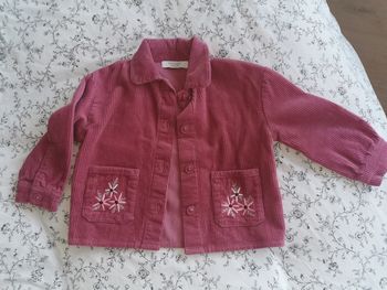 Veste rose velour côtelé