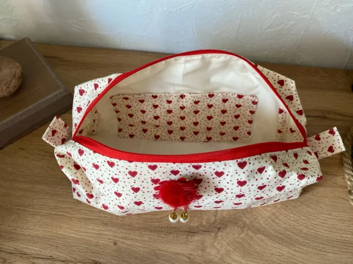 Trousse Maquillage en coton avec poches - photo numéro 4