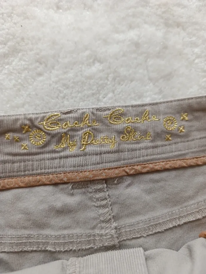 Jupe beige Cache cache velours côtelé 40 My pretty skinny neuve coton élasthanne - photo numéro 7