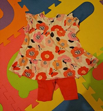 Ensemble robe legging blanc corail fleur, taille 3 mois (62 cm)