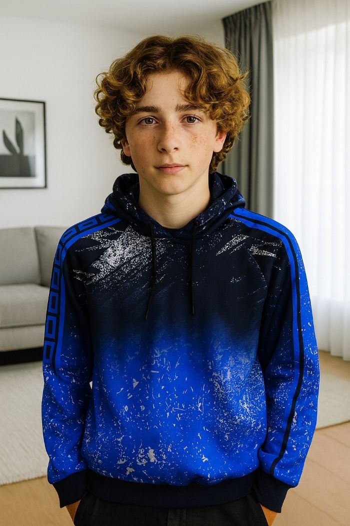 Sweat Urban bleu & noir – Style street – Taille 12/13 ans