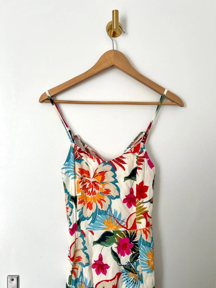 Robe d’été tropicale Etam XS doublée et nouée dans le dos - photo numéro 2