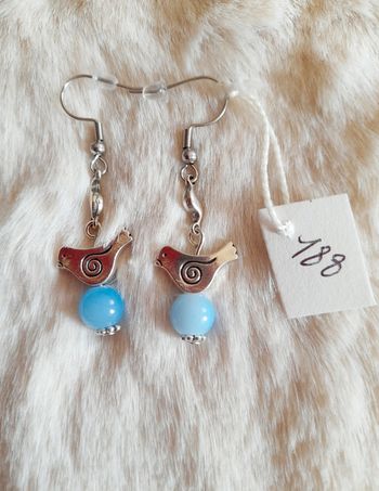 Boucles d'oreilles oiseaux bleu