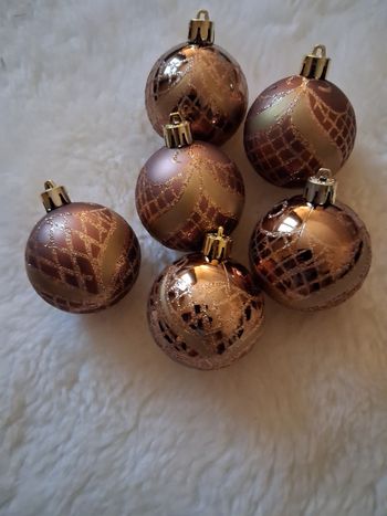 Lot de 6 boules de Noël 🎄 marron et doré