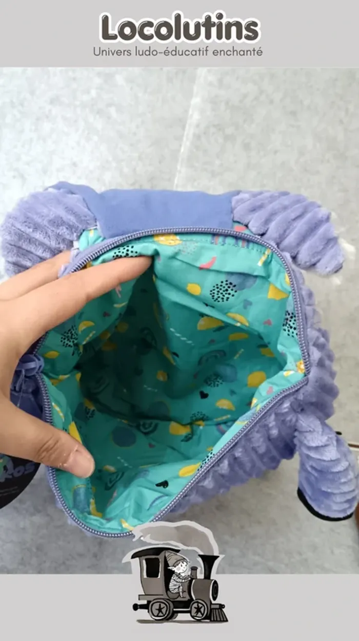 🚂 Sac à dos enfant Déglingos Kiprokos ▪ zèbre licorne violet turquoise - photo numéro 5
