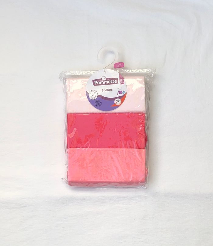 Lot de 3 bodies manches courtes Pommette 36 mois