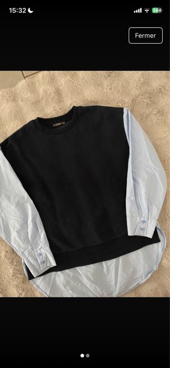 Sweat chemise stradivarius T.XS bleu/bleu marine