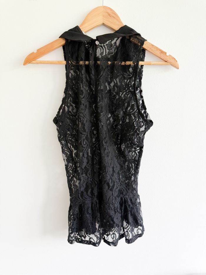 Top sans manches noir avec dentelle transparent taille 40 L - photo numéro 3