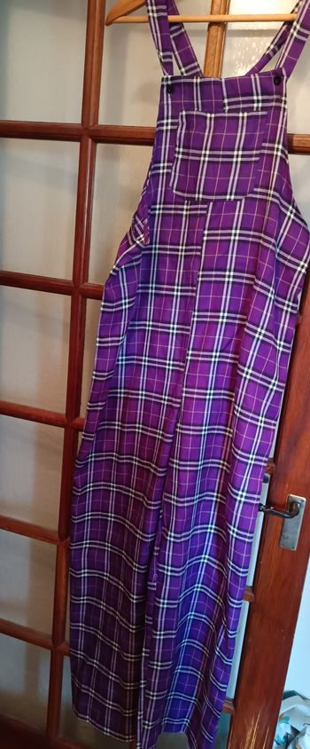 Salopette rétro stage L violette à carreaux neuve