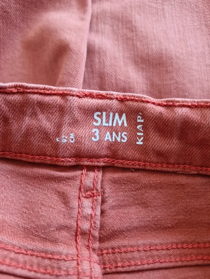 Jeans mixte 3 ans Kiabi orange brique coton élasthanne - photo numéro 3