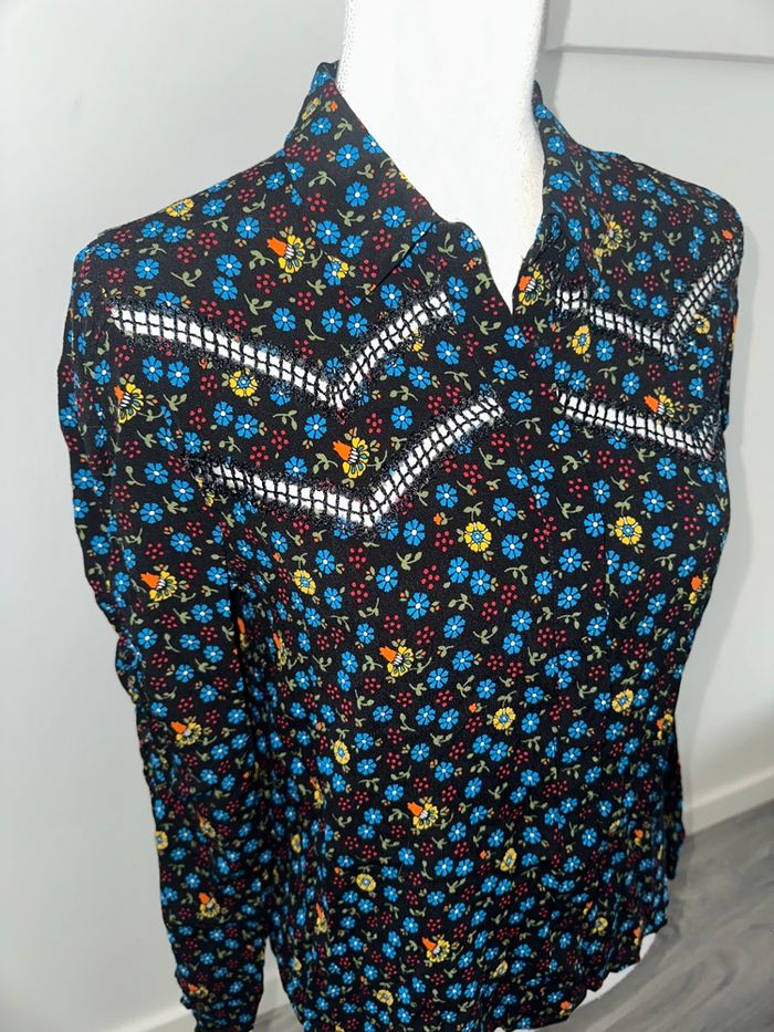 Chemisier à fleurs noir et multicolore Maje T3 40 L - photo numéro 8