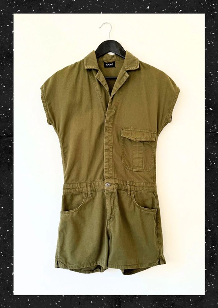 Combinaison short kaki • jumpsuit short 100%coton Taille S